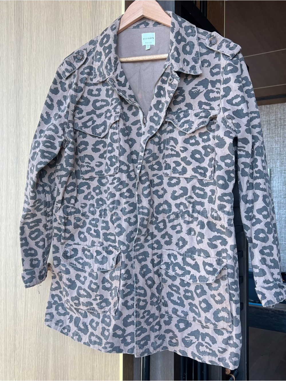 Ellison Muted Leopard Print Utility 100% Cotton Jacket